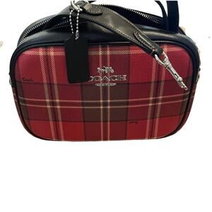 Coach NWT Jamie Camera Bag Tartan Plaid Print Red/Black $350 retail